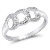 Sterling Silver Loop Lock Clear CZ Ring