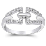 Sterling Silver Trillion Lock Clear CZ Ring