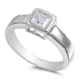 Sterling Silver Square Clear CZ Ring