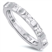 Load image into Gallery viewer, Sterling Silver Rectangular Stones Shaped Clear CZ Rings