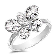 Load image into Gallery viewer, Sterling Silver Butterfly Shaped Clear CZ Rings