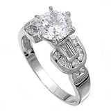 Sterling Silver Round And Belt Shaped Clear CZ Ring