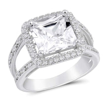 Load image into Gallery viewer, Sterling Silver Square Shaped Clear CZ RingAnd Face Height 14mm