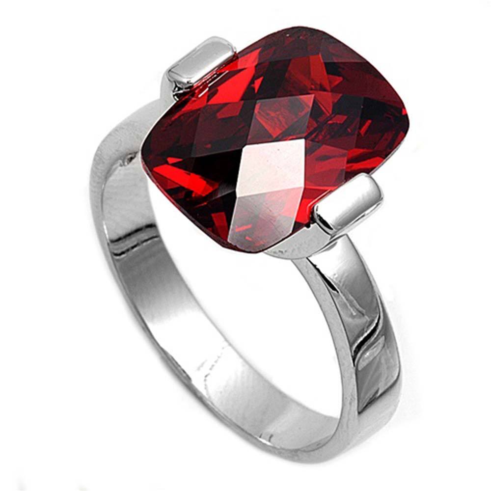 Sterling Silver Garnet Cubic Zirconia Ring