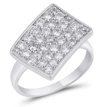 Load image into Gallery viewer, Sterling Silver Rectangle Shaped Clear CZ RingAnd Face Height 18mm