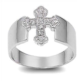 Sterling Silver Cross Shaped Clear CZ RingsAnd Band Width 15mm