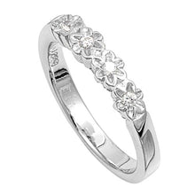 Load image into Gallery viewer, Sterling Silver Flowers Shaped Clear CZ Ring