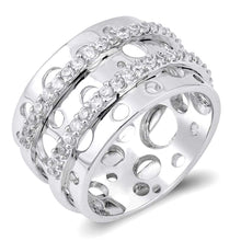 Load image into Gallery viewer, Sterling Silver Spinner And Rounds Shaped Clear CZ RingAnd Band Width 13mmAnd Weight 10grams