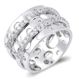 Sterling Silver Spinner And Rounds Shaped Clear CZ RingAnd Band Width 13mmAnd Weight 10grams