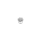 Sterling Silver Rose Shaped Clear CZ RingAnd Face Height 18mm