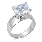 Sterling Silver Square Shaped Clear CZ RingAnd Face Height 8mmAnd Band Width 3mm