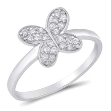 Load image into Gallery viewer, Sterling Silver Butterfly Shaped Clear CZ RingAnd Face Height 9mmAnd Band Width 2mm