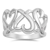 Sterling Silver Heart Shaped Clear CZ RingAnd Face Height 14mmAnd Band Width 3mm