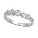 Sterling Silver Rounds Shaped Clear CZ RingAnd Face Height 4mmAnd Band Width 4mm