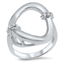 Load image into Gallery viewer, Sterling Silver Trillion Shaped Clear CZ RingAnd Face Height 21mmAnd Band Width 3mm