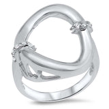 Sterling Silver Trillion Shaped Clear CZ RingAnd Face Height 21mmAnd Band Width 3mm