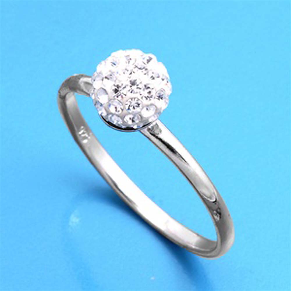 Sterling Silver Round Ball Shaped Clear CZ RingAnd Face Height 5mmAnd Band Width 3mm