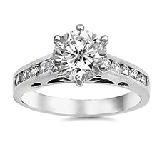 Load image into Gallery viewer, Sterling Silver Round Shaped Clear CZ RingsAnd Face Height 6mm