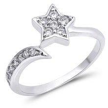 Load image into Gallery viewer, Sterling Silver Star Shaped Clear CZ RingAnd Face Height 8mmAnd Band Width 2mm