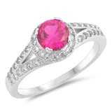 Sterling Silver Ruby Round Shaped Clear CZ RingAnd Face Height 8mmAnd Band Width 2mm