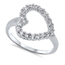 Load image into Gallery viewer, Sterling Silver Heart Shaped Clear CZ RingAnd Face Height 10mm