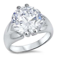 Load image into Gallery viewer, Sterling Silver Round Shaped Clear CZ RingAnd Face Height 14mmAnd Band Width 3mm