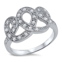 Load image into Gallery viewer, Sterling Silver Wave Loop Shaped Clear CZ RingAnd Face Height 11mmAnd Band Width 3mm