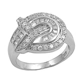 Sterling Silver Belt Shaped Clear CZ RingAnd Face Height 15mm