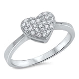 Sterling Silver Heart Shaped Clear CZ RingAnd Face Height 10mmAnd Band Width 2mm