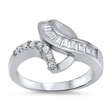 Sterling Silver Wave Shaped Clear CZ RingAnd Face Height 14mmAnd Band Width 3mm