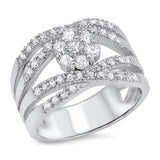 Sterling Silver Round And Infinity Shaped Clear CZ RingAnd Face Height 14mmAnd Band Width 3mm