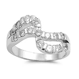 Sterling Silver Infinity Shaped Clear CZ RingAnd Face Height 15mmAnd Band Width 3mm