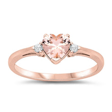 Load image into Gallery viewer, Sterling Silver Rose Gold Plated Heart Shaped Pink Morganite CZ RingAnd Face Height 7mm