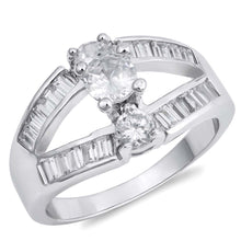 Load image into Gallery viewer, Sterling Silver Round Curved Shaped Clear CZ RingAnd Face Height 13mmAnd Band Width 2mm