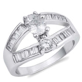 Sterling Silver Round Curved Shaped Clear CZ RingAnd Face Height 13mmAnd Band Width 2mm