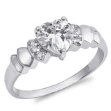 Sterling Silver Heart Shaped Clear CZ RingAnd Face Height 6mmAnd Band Width 2mm