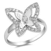 Load image into Gallery viewer, Sterling Silver Flower Shaped Clear CZ RingAnd Face Height 15mmAnd Band Width 3mm