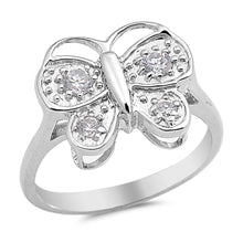 Load image into Gallery viewer, Sterling Silver Butterfly Shaped Clear CZ RingAnd Face Height 14mm