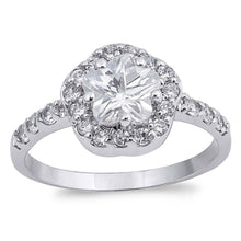 Load image into Gallery viewer, Sterling Silver Star Flower Shaped Clear CZ RingAnd Face Height 8mmAnd Band Width 3mm