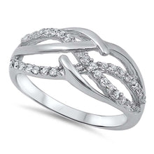 Load image into Gallery viewer, Sterling Silver Infinity Shaped Clear CZ RingAnd Face Height 10mm