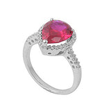 Sterling Silver Ruby Pear Shaped Clear CZ RingAnd Face Height 14mmAnd Band Width 2mm
