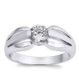 Sterling Silver Round And Loop Shaped Clear CZ RingAnd Face Height 8mmAnd Band Width 3mm