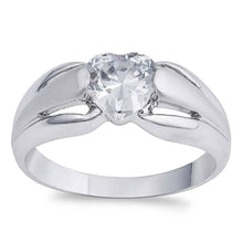 Load image into Gallery viewer, Sterling Silver Heart And Loop Shaped Clear CZ RingAnd Face Height 6mmAnd Band Width 3mm