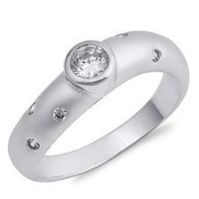 Load image into Gallery viewer, Sterling Silver Round Shaped Clear CZ RingAnd Face Height 6mmAnd Band Width 3mm