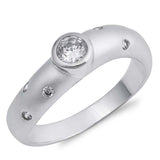 Sterling Silver Round Shaped Clear CZ RingAnd Face Height 6mmAnd Band Width 3mm