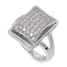 Load image into Gallery viewer, Sterling Silver Micro Pave Set Rectangle Shaped Clear CZ RingAnd Face Height 14mmAnd Band Width 3mm