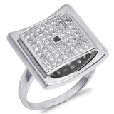 Sterling Silver Micro Pave Set Clear CZ RingAnd Face Height 14mmAnd Band Width 3mm