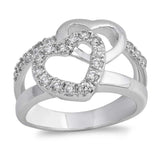 Sterling Silver Heart Shaped Clear CZ RingAnd Face Height 11mmAnd Band Width 3mm