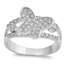 Load image into Gallery viewer, Sterling Silver Butterfly Shaped Clear CZ RingAnd Face Height 12mmAnd Band Width 3mm