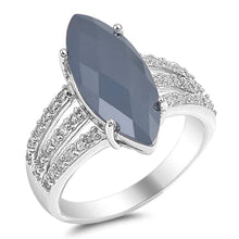 Load image into Gallery viewer, Sterling Silver Diamond Cut Shaped Black And Clear CZ RingAnd Face Height 15mmAnd Band Width 3mm